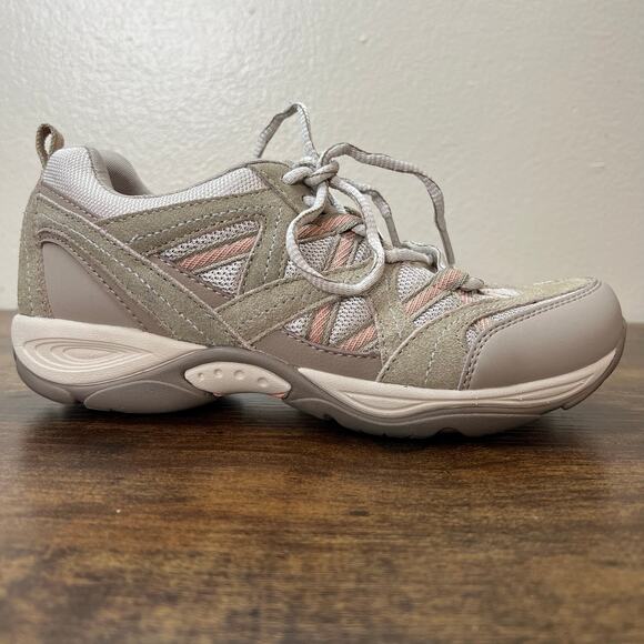 Easy Spirit ExploreMap Walking Shoes 7 Women Taupe Nubuck Lace Up Comfort Hiking - Picture 1 of 10